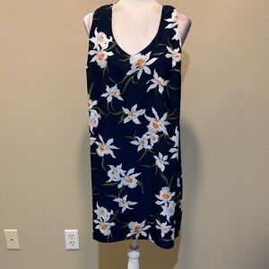 Old Navy Navy Floral Mini Dress with White and Orange Flowers Halter Back-L